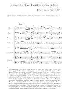 Partition complète, hautbois et basson Concerto en B flat major