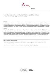 Les Nations unies et l humanitaire : un bilan mitigé - article ; n°2 ; vol.70, pg 313-325