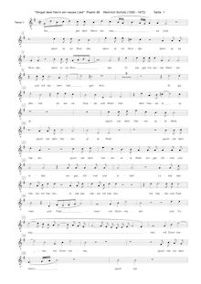 Partition ténor 1 , partie [G2 clef], Psalm No. 98, Schütz, Heinrich
