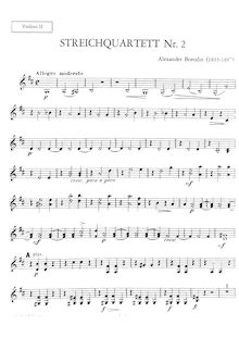 Partition violon 2, corde quatuor No.2 en D Major, D Major, Borodin, Aleksandr
