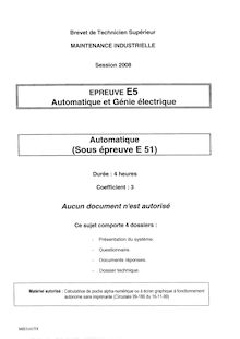 Automatique 2008 BTS Maintenance industrielle