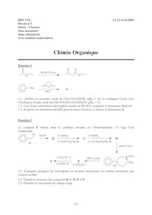 HEI chimie organique 2003 chimie partiel