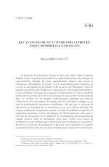 Les avancées du principe de précaution en droit administratif français - article ; n°2 ; vol.58, pg 621-641