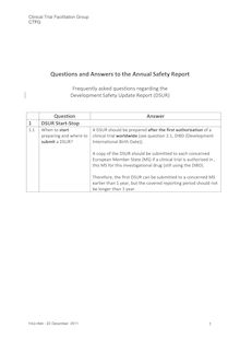 FAQ regarding the  Development Safety Update Report