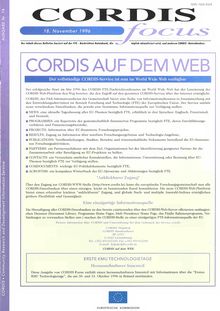 CORDIS focus 74. 18. November 1996