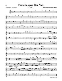 Partition Alto enregistrement , Fantazias et en Nomines, Purcell, Henry par Henry Purcell