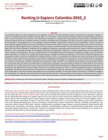 Ranking U-Sapiens 2010-2