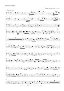 Partition basson (obligato), Ouverture en G major pour 2 hautbois, cordes et continuo
