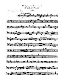 Partition violoncelles / Basses, Symphony No.35, Haffner Symphony