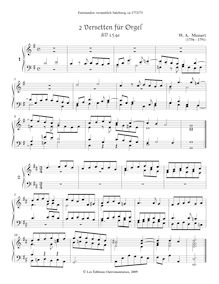 Partition complète (Urtext), 2 Versetten für Orgel, K.154a