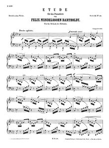 Partition complète, Etude, Mendelssohn, Felix