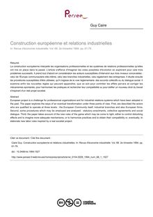 Construction européenne et relations industrielles - article ; n°1 ; vol.68, pg 61-79