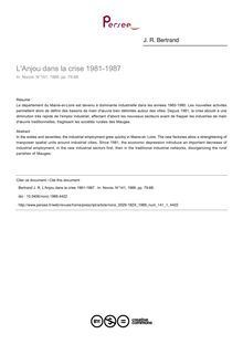 L Anjou dans la crise 1981-1987  - article ; n°1 ; vol.141, pg 79-88