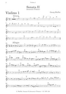 Partition violon 1, Armonico tributo, Cioè Sonate di camera commodissime a pocchi, o a molti stromenti...