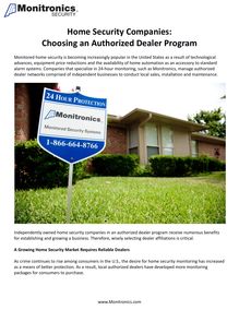 Home Security Companies: Choosing an Authorized Dealer Program