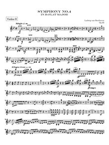 Partition violons II, Symphony No.4, B♭ major, Beethoven, Ludwig van
