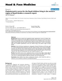 Cephalometric norms for the Saudi children living in the western region of Saudi Arabia: a research report