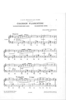 Partition complète, Chanson florentine, Op.30, Courras, Philippe