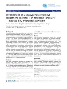Involvement of 5-lipoxygenase/cysteinyl leukotriene receptor 1 in rotenone- and MPP+-induced BV2 microglial activation