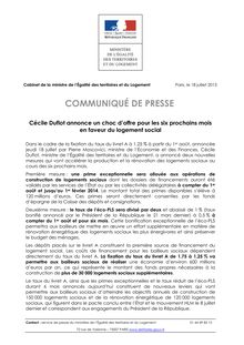 Cécile Duflot annonce un choc d’offre pour les six prochains mois en faveur du logement social