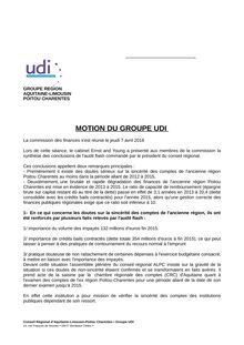 Motion du groupe UDI - Demande d un nouvel audit