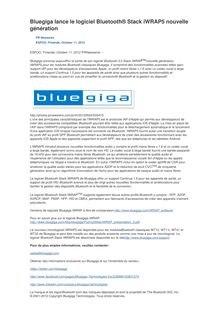Bluegiga lance le logiciel Bluetooth® Stack iWRAP5 nouvelle génération