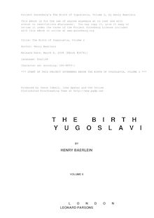 The Birth of Yugoslavia, Volume 2