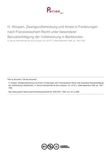 H. Woopen, Zwangsvollstreckung und Arrest in Forderungen nach Franzoesischem Recht unter besonderer Berucksichttigung der Vollstreckung in Bankkonten - note biblio ; n°3 ; vol.42, pg 1061-1062