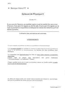 Physique C 2006 Classe Prepa PT Banque Filière PT