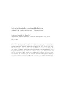 Introduction to International Relations Lecture 8: Deterrence and ...