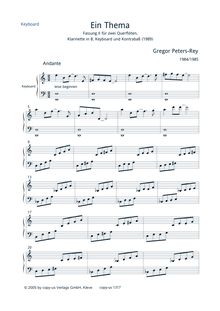Partition clavier, Ein Thema (Version II), 2 Concert Flutes, Clarinet, Keyboard, Contrabass