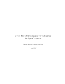 Cours de Mathématiques pour la Licence Analyse Complexe
