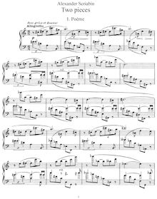 Partition complète, 2 Morceaux, Op.59, Scriabin, Aleksandr
