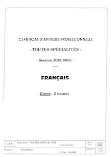 Français 2006 CAP Conducteur-opérateur de Scierie
