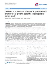Delirium as a predictor of sepsis in post-coronary artery bypass grafting patients: a retrospective cohort study