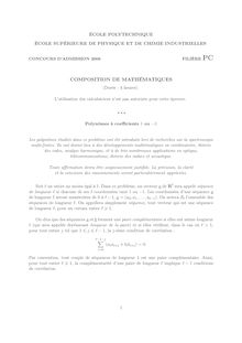 Polytechnique X premiere composition de mathematiques 2006 pc