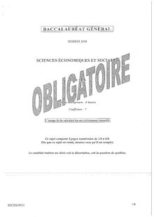 Sujet du bac ES 2008: Sciences Economiques Obligatoire
