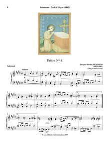 Partition Prières Nos.4-5-6, 9, 7, 10, Ecole d Orgue, École d Orgue, basée sur le plain-chant romain