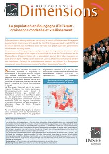 La population en Bourgogne d ici 2040 : croissance modérée et vieillissement