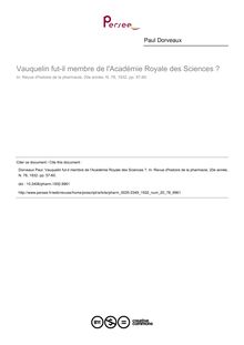 Vauquelin fut-il membre de l Académie Royale des Sciences ? - article ; n°78 ; vol.20, pg 57-60