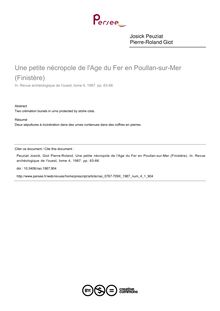 Une petite nécropole de l Age du Fer en Poullan-sur-Mer (Finistère) - article ; n°1 ; vol.4, pg 63-66