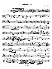 Partition de violoncelle (B/W), L Abbandono, Canto per Violoncello con Accomp.te di PianoForte