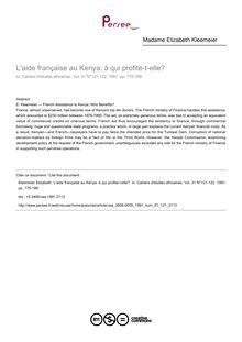 L aide française au Kenya: à qui profite-t-elle? - article ; n°121 ; vol.31, pg 175-189