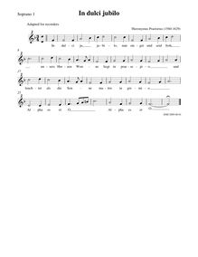 Partition Soprano 1 enregistrement  (chœur 1), en dulci jubilo, F major