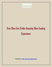 Free Xbox Live Codes-Amazing Xbox Gaming Experience