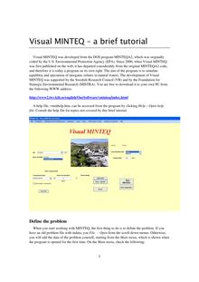 Visual MINTEQ – a brief tutorial 
