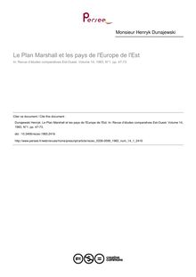 Le Plan Marshall et les pays de l Europe de l Est - article ; n°1 ; vol.14, pg 47-73