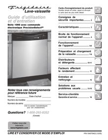 Notice Lave-vaisselle Frigidaire  FDB1050REQ0