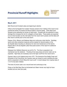 Provincial Runoff Highlights