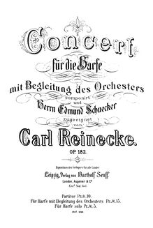 Partition complète, harpe Concerto, E minor, Reinecke, Carl